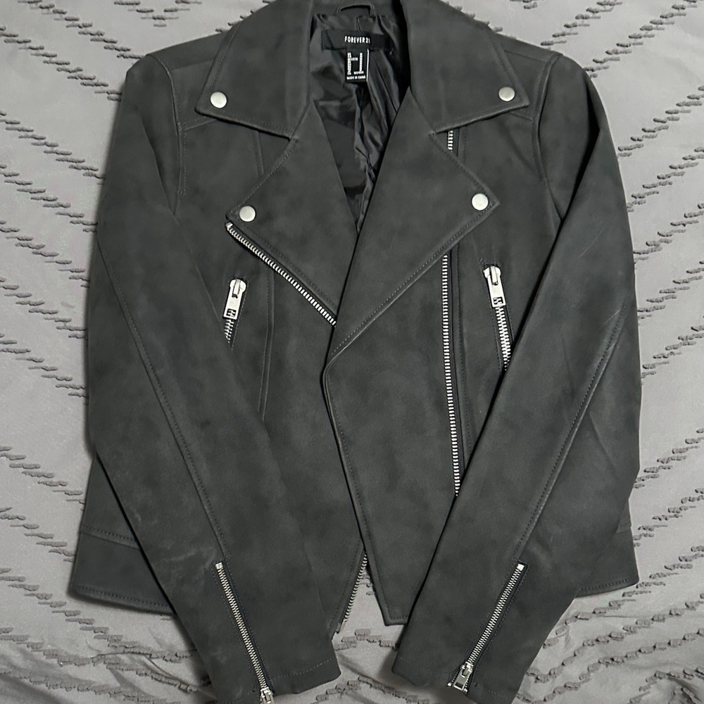 Forever 21 Charcoal Biker Jacket
